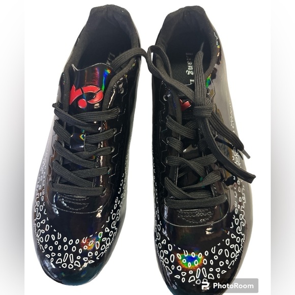 Liang Li Niao Running Track Spike Black Patent Shoes NWOT Size 7 - Picture 1 of 11